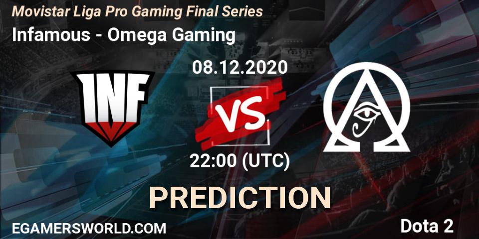Infamous vs Omega Gaming: Match Prediction. 08.12.2020 at 22:00, Dota 2, Movistar Liga Pro Gaming Final Series