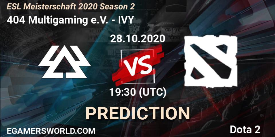 404 Multigaming e.V. vs IVY: Match Prediction. 28.10.2020 at 20:14, Dota 2, ESL Meisterschaft 2020 Season 2