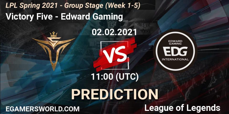 Victory Five vs Edward Gaming: Match Prediction. 02.02.21, LoL, LPL Spring 2021 - Group Stage (Week 1-5)