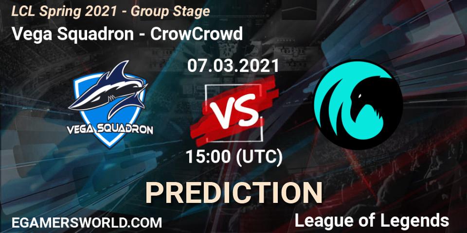 Vega Squadron vs CrowCrowd: Match Prediction. 07.03.2021 at 15:00, LoL, LCL Spring 2021 - Group Stage