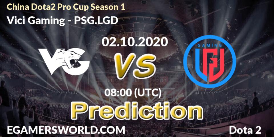 Vici Gaming vs PSG.LGD: Match Prediction. 02.10.2020 at 09:35, Dota 2, China Dota2 Pro Cup Season 1