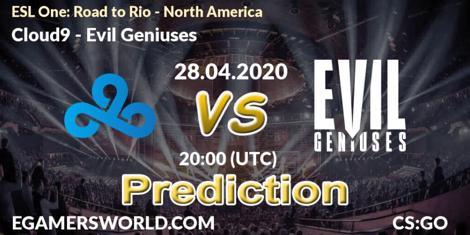 Cloud9 vs Evil Geniuses: Match Prediction. 28.04.2020 at 20:00, Counter-Strike (CS2), ESL One: Road to Rio - North America