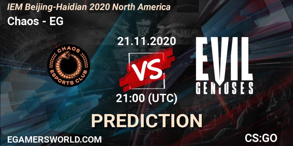 Chaos vs EG: Match Prediction. 21.11.20, CS2 (CS:GO), IEM Beijing-Haidian 2020 North America