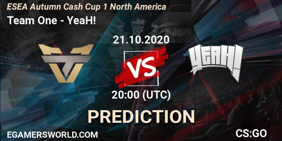 Team One vs YeaH!: Match Prediction. 21.10.2020 at 20:00, Counter-Strike (CS2), ESEA Autumn Cash Cup 1 North America