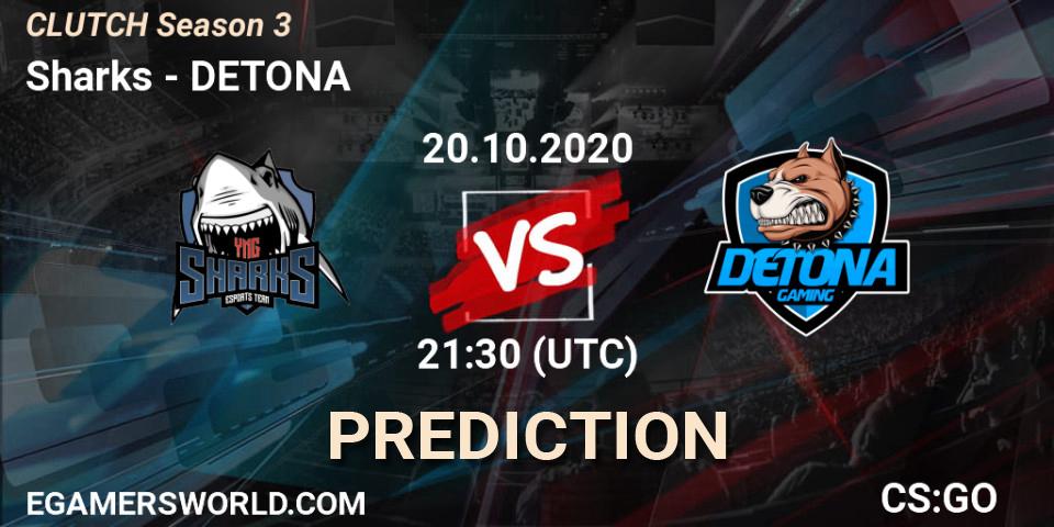 Sharks vs DETONA: Match Prediction. 20.10.2020 at 21:30, Counter-Strike (CS2), CLUTCH Season 3