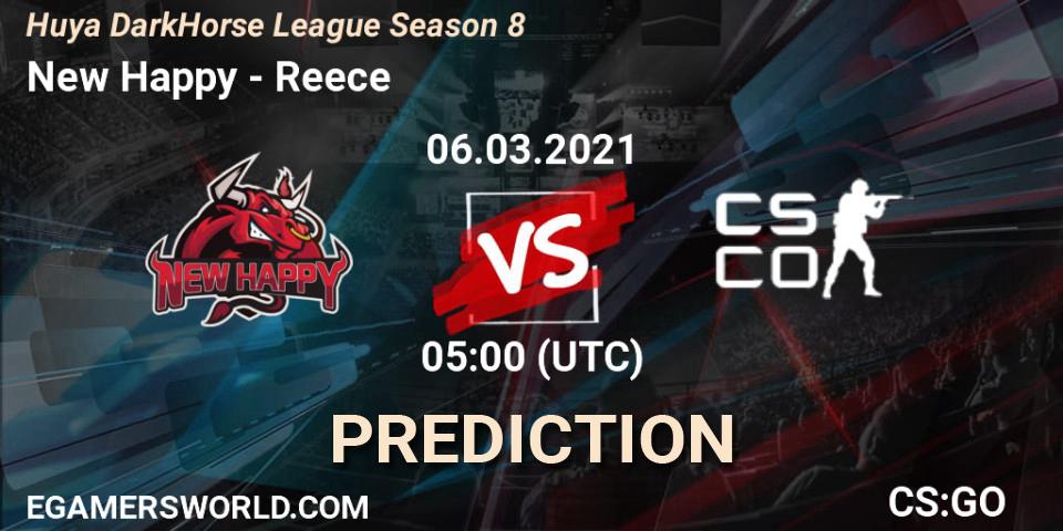 New Happy vs Reece: Match Prediction. 06.03.2021 at 05:00, Counter-Strike (CS2), Huya DarkHorse League Season 8