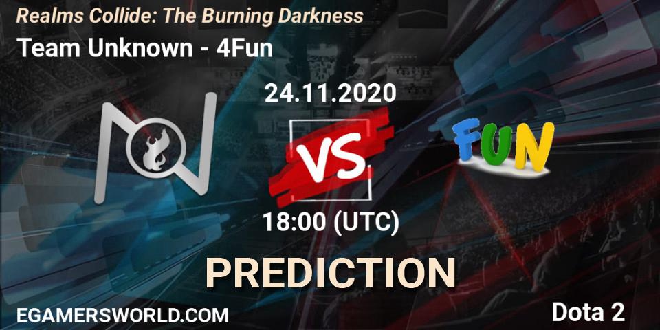 Team Unknown vs 4Fun: Match Prediction. 24.11.2020 at 18:04, Dota 2, Realms Collide: The Burning Darkness