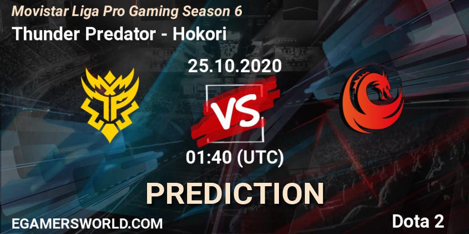 Thunder Predator vs Hokori: Match Prediction. 25.10.2020 at 01:48, Dota 2, Movistar Liga Pro Gaming Season 6