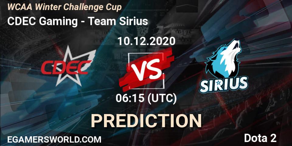 CDEC Gaming vs Team Sirius: Match Prediction. 10.12.20, Dota 2, WCAA Winter Challenge Cup