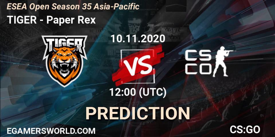 TIGER vs Paper Rex: Match Prediction. 11.11.2020 at 12:00, Counter-Strike (CS2), ESEA Open Season 35 Asia-Pacific