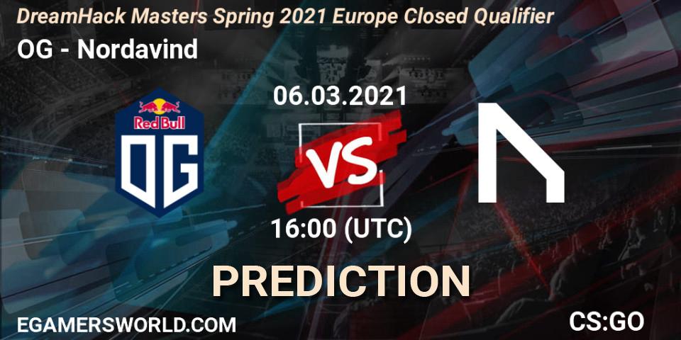 OG vs Nordavind: Match Prediction. 06.03.2021 at 16:00, Counter-Strike (CS2), DreamHack Masters Spring 2021 Europe Closed Qualifier