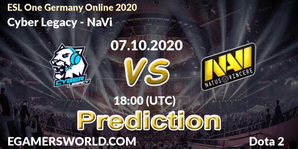 Cyber Legacy vs NaVi: Match Prediction. 07.10.2020 at 17:24, Dota 2, ESL One Germany 2020 Online