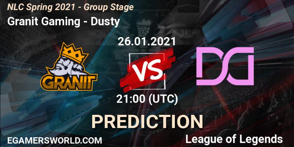 Granit Gaming vs Dusty: Match Prediction. 26.01.2021 at 21:00, LoL, NLC Spring 2021 - Group Stage