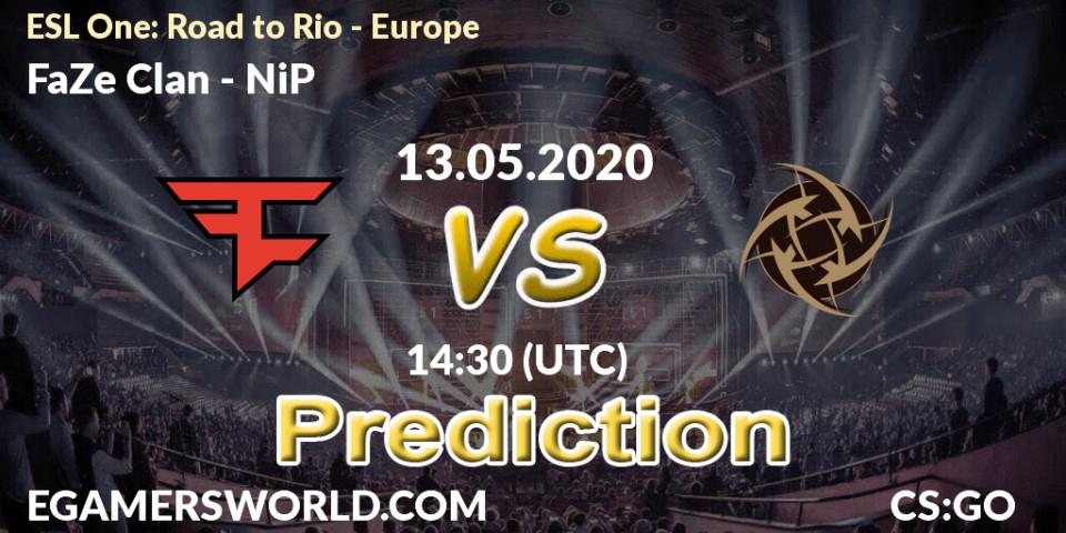 FaZe Clan vs NiP: Match Prediction. 13.05.2020 at 15:00, Counter-Strike (CS2), ESL One: Road to Rio - Europe