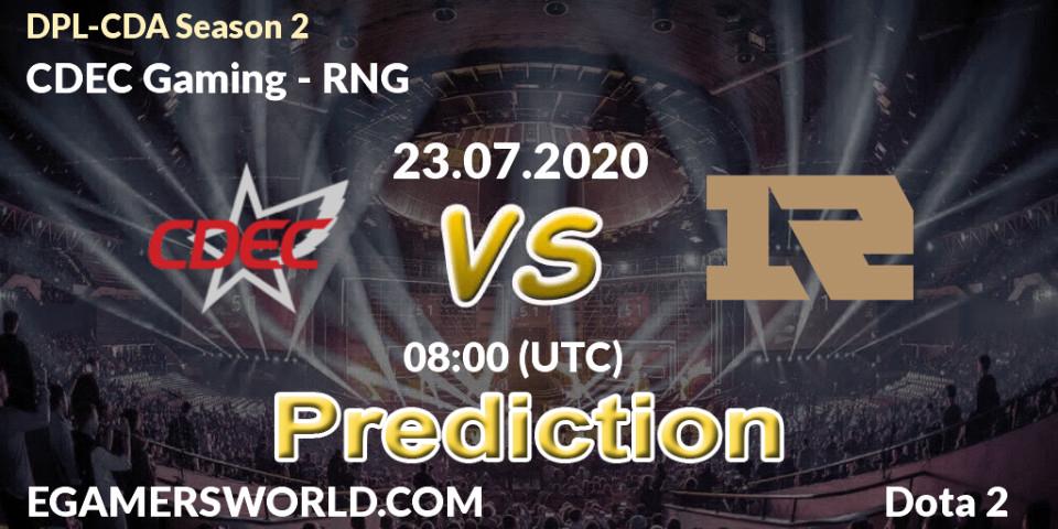 CDEC Gaming vs RNG: Match Prediction. 23.07.2020 at 07:30, Dota 2, DPL-CDA Professional League Season 2