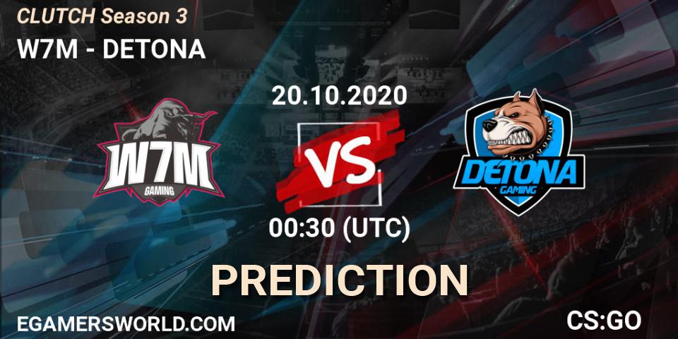 W7M vs DETONA: Match Prediction. 20.10.20, CS2 (CS:GO), CLUTCH Season 3