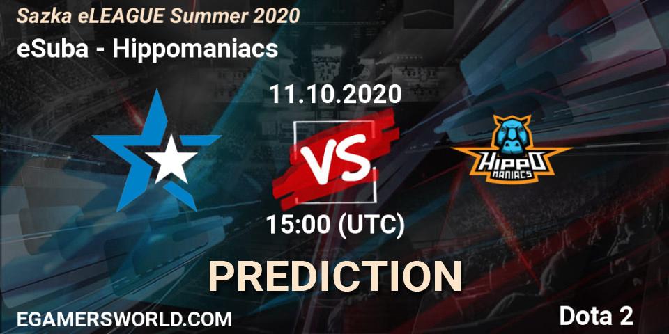 eSuba vs Hippomaniacs: Match Prediction. 11.10.2020 at 15:06, Dota 2, Sazka eLEAGUE Summer 2020