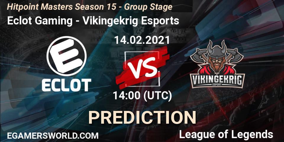 Eclot Gaming vs Vikingekrig Esports: Match Prediction. 14.02.2021 at 14:00, LoL, Hitpoint Masters Season 15 - Group Stage
