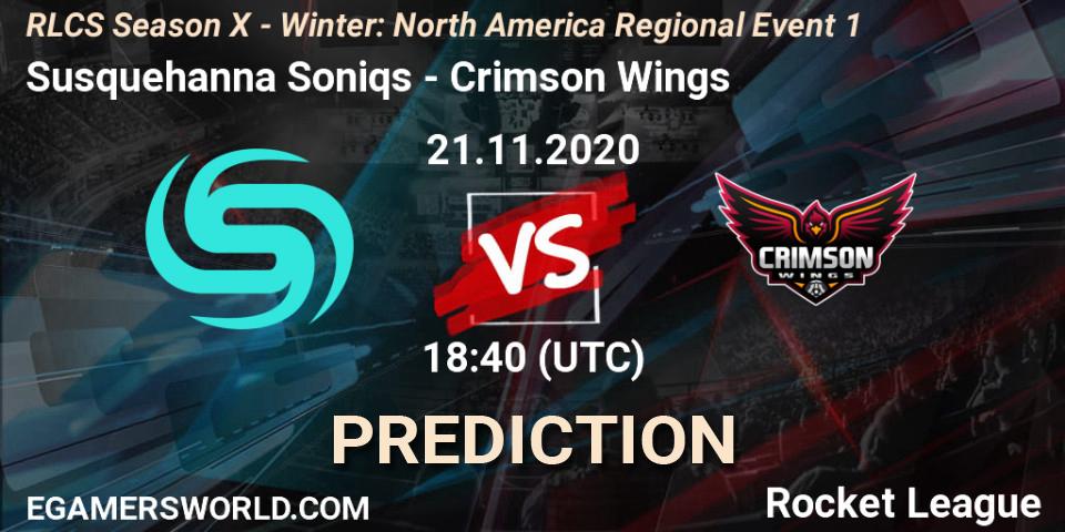 Susquehanna Soniqs vs Crimson Wings: Match Prediction. 21.11.2020 at 18:40, Rocket League, RLCS Season X - Winter: North America Regional Event 1