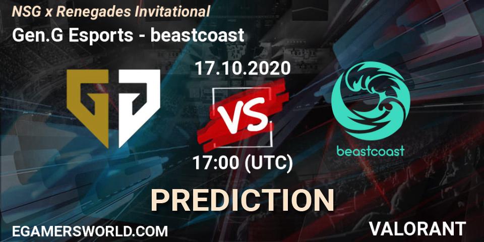 Gen.G Esports vs beastcoast: Match Prediction. 17.10.2020 at 17:00, VALORANT, NSG x Renegades Invitational