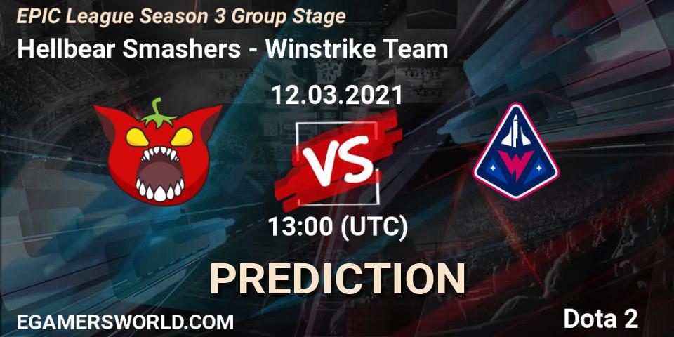 Hellbear Smashers vs Winstrike Team: Match Prediction. 12.03.2021 at 13:01, Dota 2, EPIC League Season 3 Group Stage