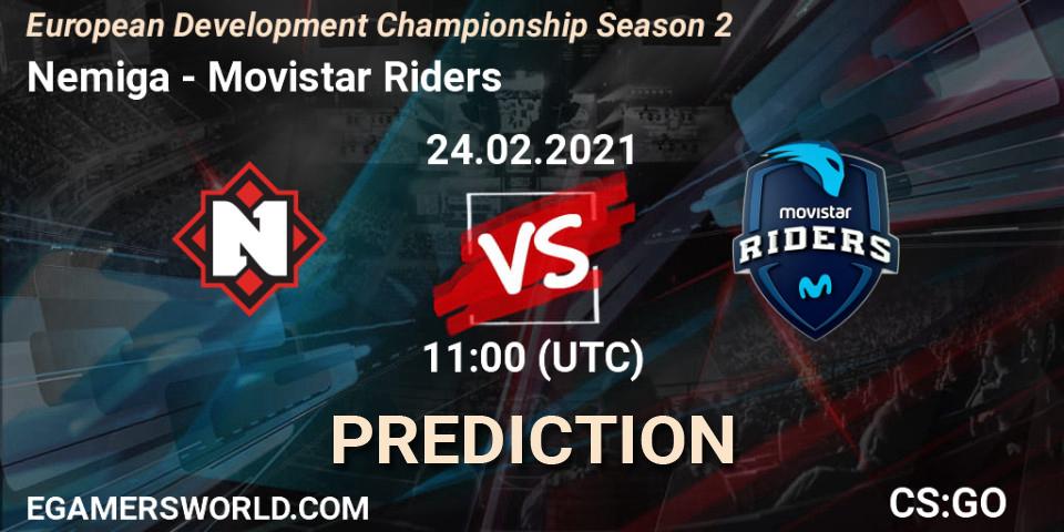 Nemiga vs Movistar Riders: Match Prediction. 24.02.2021 at 11:00, Counter-Strike (CS2), European Development Championship Season 2