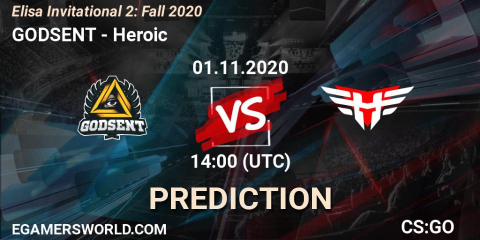 GODSENT vs Heroic: Match Prediction. 01.11.2020 at 14:00, Counter-Strike (CS2), Elisa Invitational Fall 2020
