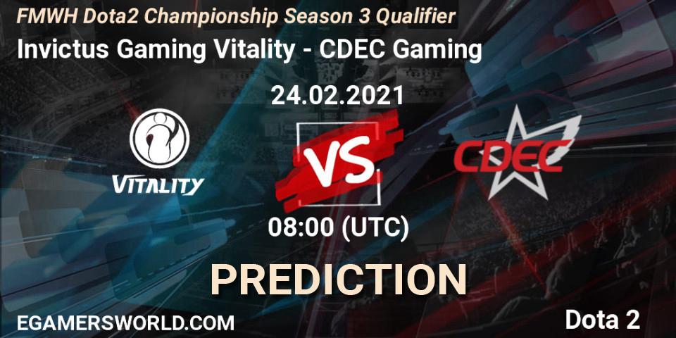 Invictus Gaming Vitality vs CDEC Gaming: Match Prediction. 24.02.21, Dota 2, FMWH Dota2 Championship Season 3 Qualifier