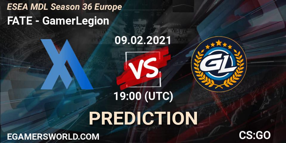 FATE vs GamerLegion: Match Prediction. 09.02.2021 at 18:05, Counter-Strike (CS2), MDL ESEA Season 36: Europe - Premier division