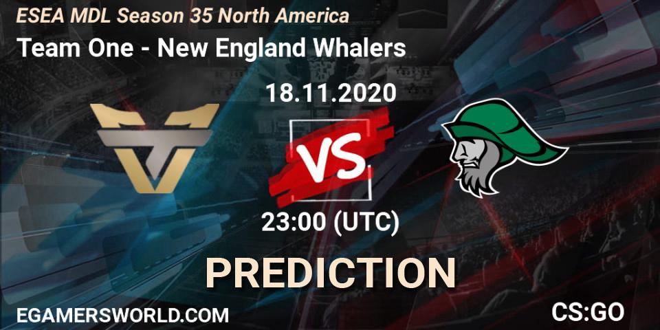 Team One vs New England Whalers: Match Prediction. 18.11.2020 at 23:00, Counter-Strike (CS2), ESEA MDL Season 35 North America