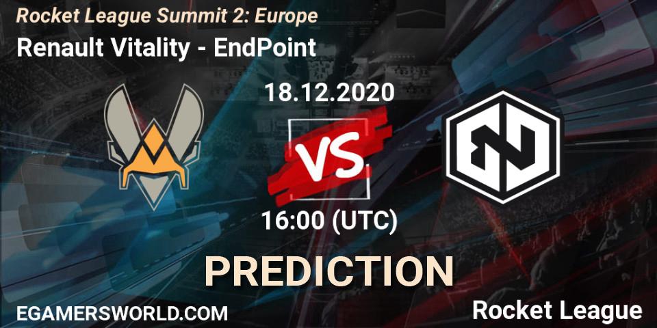 Renault Vitality vs EndPoint: Match Prediction. 18.12.2020 at 16:00, Rocket League, Rocket League Summit 2: Europe
