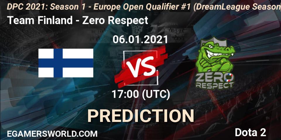 Team Finland vs Zero Respect: Match Prediction. 06.01.2021 at 17:07, Dota 2, DPC 2021: Season 1 - Europe Open Qualifier #1 (DreamLeague Season 14)