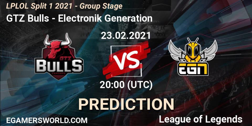 GTZ Bulls vs Electronik Generation: Match Prediction. 23.02.2021 at 20:00, LoL, LPLOL Split 1 2021 - Group Stage