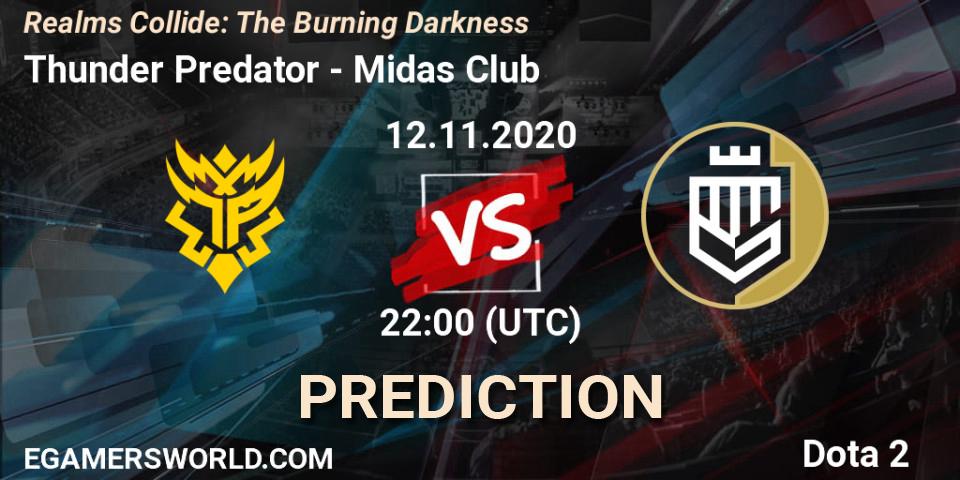 Thunder Predator vs Midas Club: Match Prediction. 12.11.2020 at 22:45, Dota 2, Realms Collide: The Burning Darkness