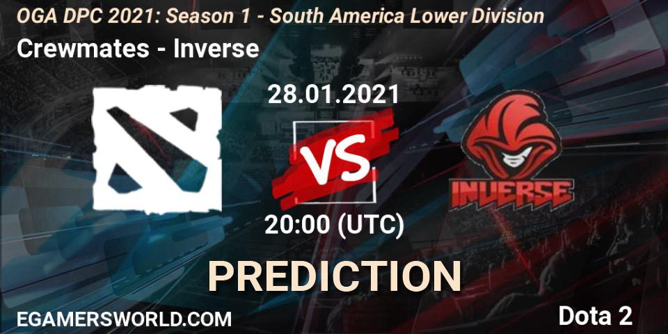 Crewmates vs Inverse: Match Prediction. 28.01.2021 at 20:00, Dota 2, OGA DPC 2021: Season 1 - South America Lower Division