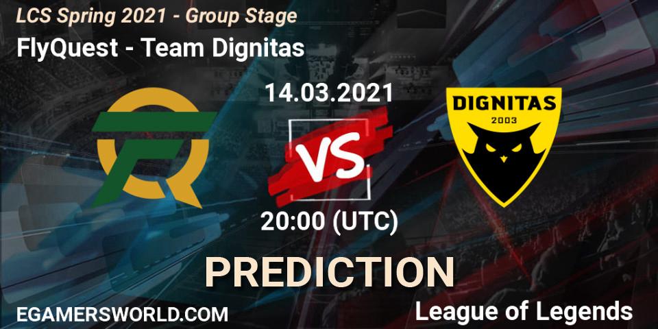 FlyQuest vs Team Dignitas: Match Prediction. 14.03.2021 at 20:00, LoL, LCS Spring 2021 - Group Stage