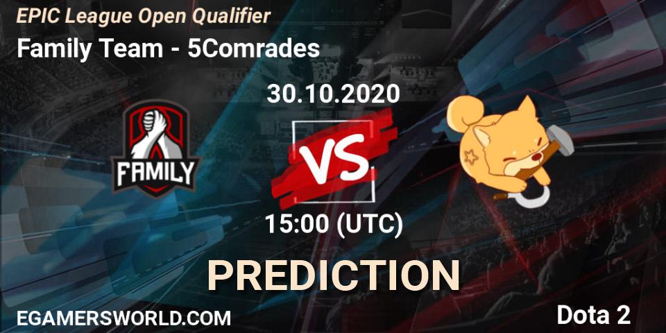 Family Team vs 5Comrades: Match Prediction. 30.10.2020 at 15:17, Dota 2, EPIC League Open Qualifier
