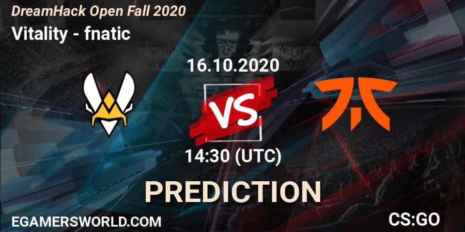 Vitality vs fnatic: Match Prediction. 16.10.20, CS2 (CS:GO), DreamHack Open Fall 2020