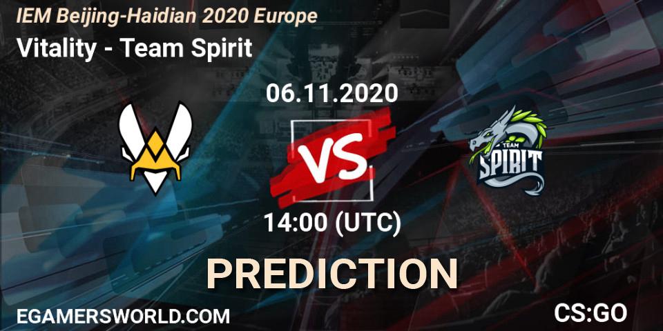 Vitality vs Team Spirit: Match Prediction. 06.11.2020 at 14:00, Counter-Strike (CS2), IEM Beijing-Haidian 2020 Europe