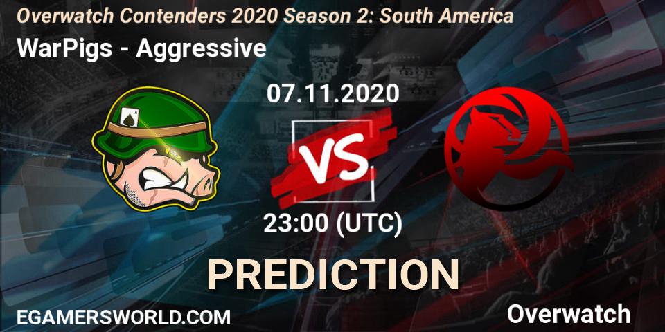 WarPigs vs Aggressive: Match Prediction. 08.11.2020 at 01:30, Overwatch, Overwatch Contenders 2020 Season 2: South America