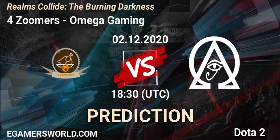 4 Zoomers vs Omega Gaming: Match Prediction. 02.12.2020 at 20:09, Dota 2, Realms Collide: The Burning Darkness