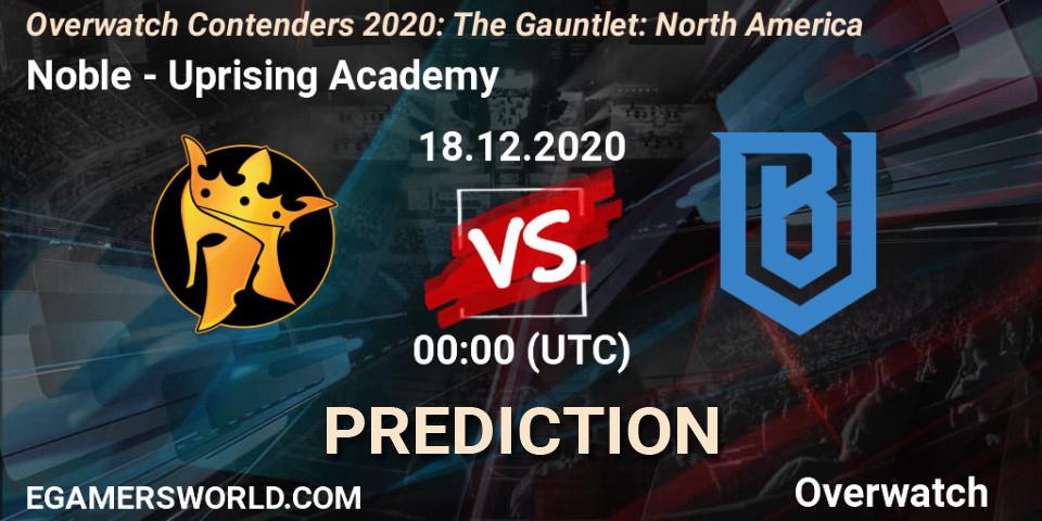 Noble vs Uprising Academy: Match Prediction. 18.12.2020 at 01:00, Overwatch, Overwatch Contenders 2020: The Gauntlet: North America