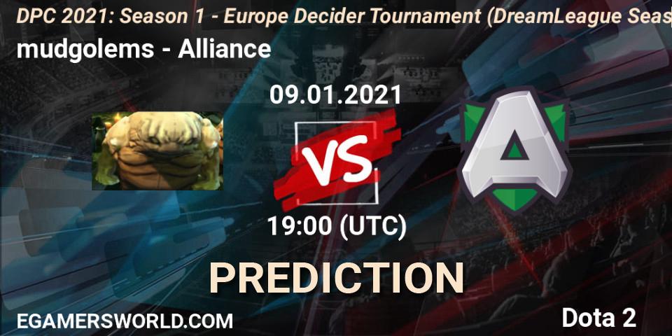 mudgolems vs Alliance: Match Prediction. 09.01.2021 at 19:00, Dota 2, DPC 2021: Season 1 - Europe Decider Tournament (DreamLeague Season 14)