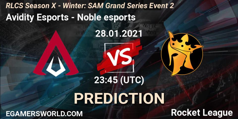 Avidity Esports vs Noble esports: Match Prediction. 28.01.2021 at 23:45, Rocket League, RLCS Season X - Winter: SAM Grand Series Event 2