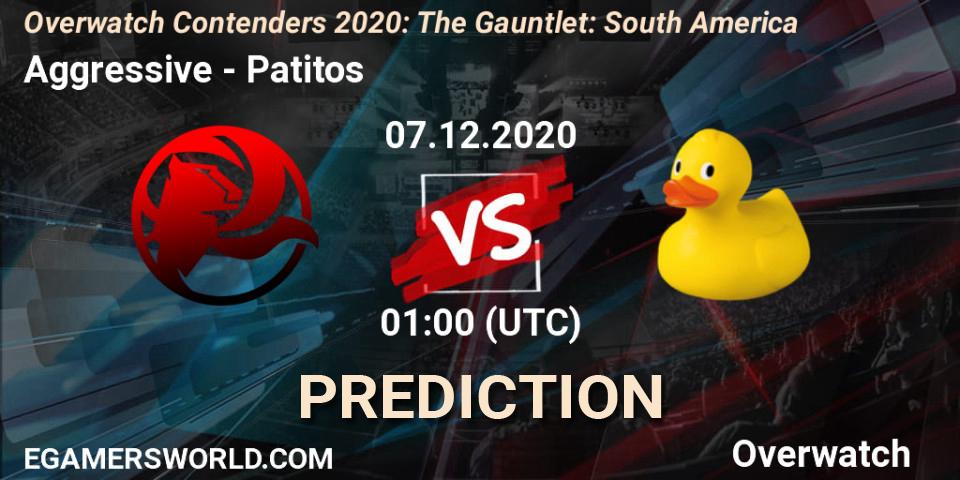 Aggressive vs Patitos: Match Prediction. 07.12.2020 at 01:00, Overwatch, Overwatch Contenders 2020: The Gauntlet: South America