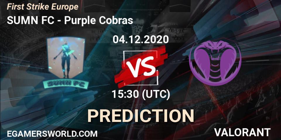 SUMN FC vs Purple Cobras: Match Prediction. 04.12.20, VALORANT, First Strike Europe