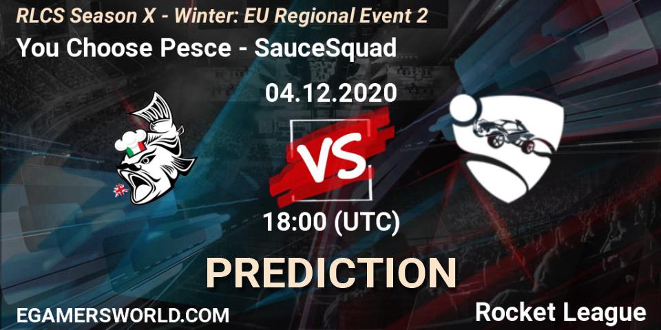 You Choose Pesce vs SauceSquad: Match Prediction. 04.12.2020 at 18:00, Rocket League, RLCS Season X - Winter: EU Regional Event 2