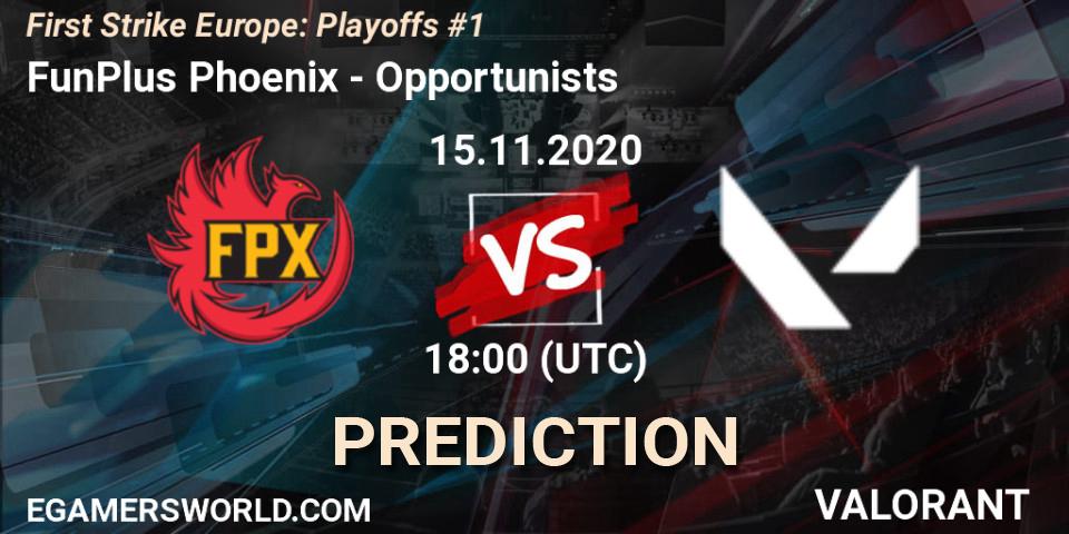 FunPlus Phoenix vs Opportunists: Match Prediction. 15.11.20, VALORANT, First Strike Europe: Playoffs #1