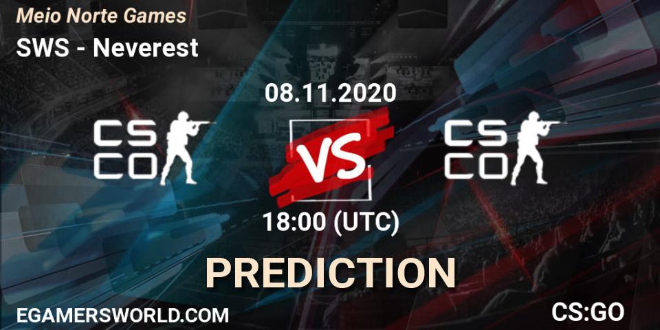 SWS vs Neverest: Match Prediction. 08.11.2020 at 18:00, Counter-Strike (CS2), Meio Norte Games