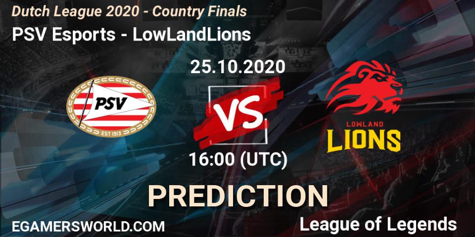 PSV Esports vs LowLandLions: Match Prediction. 25.10.2020 at 17:03, LoL, Dutch League 2020 - Country Finals
